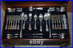 12 Place Setting Silver Plated & Espn Cutlery Set Inside Green Leather Table