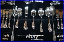 12 Place Setting Silver Plated & Espn Cutlery Set Inside Green Leather Table
