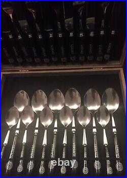 24 Pcs Black Versace Luxury Cutlery Set Stylish Knife Spoon Fork and Teaspoons