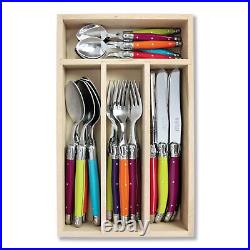 24 Piece Cutlery Set, High Quality Laguiole Cutlery Set in Wooden Tray