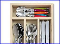 24 Piece Cutlery Set, High Quality Laguiole Cutlery Set in Wooden Tray