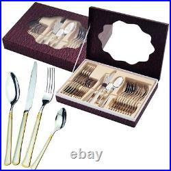 24pc Cutlery Set In Box Stainless Steel Serving Dinner Tableware Dining Gift