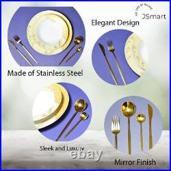 24pc Glamour Stainless Steel Cutlery Set In Gold Kitchen Series