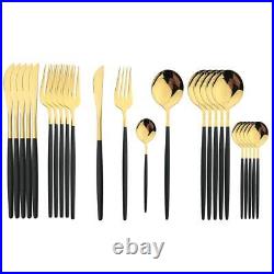 24pcs Gold Dinnerware Set Stainless Steel Tableware Set Luxury Cutlery Gift Box