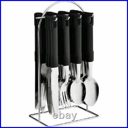 25pc Stainless Steel Cutlery Dinner Set Metal Stand Rack Forks Tea Spoons