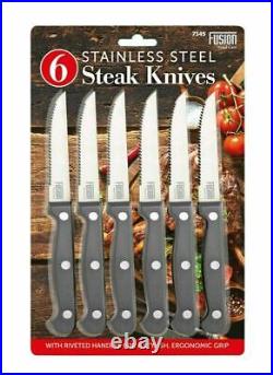 2 X Set of 6 Stainless Steel Steak Knives Table Kitchen Cutlery Serrated Set
