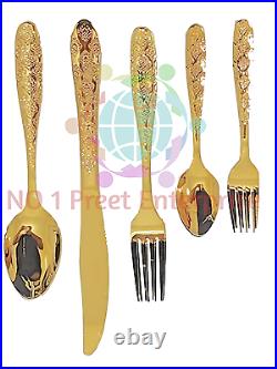 30 Pc Glamour Stainless Steel Cutlery Set In Gold Kitchen Series