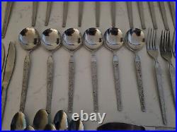 43 X Vintage Retro Stainless Steel Cutlery Canteen Floral 70s Set
