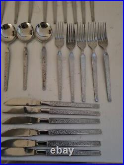 43 X Vintage Retro Stainless Steel Cutlery Canteen Floral 70s Set
