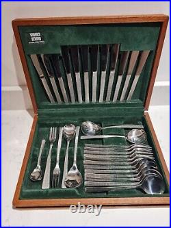 44 X Vintage Viners Studio Cutlery Canteen Complete Wooden Box Benney Mcm