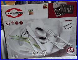 68 Piece 18/10 Stainless Steel Canteen Of Cutlery, Dinner Service In Case, New