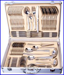 72 Pc Silver Cutlery Set 18/10 Stainless Steel Table Canteen Christmas Gifts