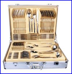 72 Pcs Gold Cutlery Set 18/10 Stainless Steel Table Canteen Christmas Gift Xmas