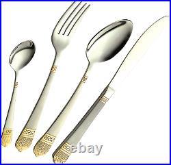 72 Piece Stainless Steel Gold Detail Supreme Quality Cutlery Canteen Set