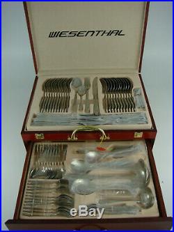84 Piece 18/8 Cutlery Set Stainless Steel in Wooden Case with Drawer Silver New