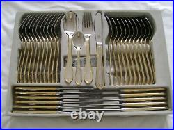 84 piece, Chrome Nickel steel with 23/24ct. Gold Plate, 12 Person Setting