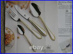 84 piece, Chrome Nickel steel with 23/24ct. Gold Plate, 12 Person Setting