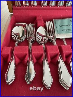 ARTHUR PRICE Canteen stainless steel 44 piece cutlery set in Wooden case VINT