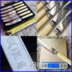 Antique Firth Brearley Stainless Steel Butter Knife Set With Bovine Bone Handles