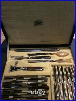 Antique French cutlery 29 piece Set Aux 2 Lions in case