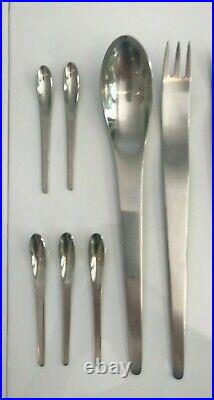 Arne Jacobsen Georg Jensen Matt Stainless Steel Designer Cutlery 6 places settin