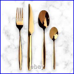 Aura Gold Finish Stainless Steel 16-Piece Cutlery Set Elegant Dining Upgrade