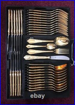 Bestecke Sbs 23/24 Carate Gold Plated 70 Pcs New Cutlery Set In Briefcase