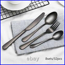 Black Cutlery Set Stainless Steel Dinnerware Tableware Silverware Sets Dinner