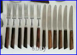 Butler Rosewood 1960s Mid Century Modern SET 35 Piece Vintage Retro MCM Cutlery