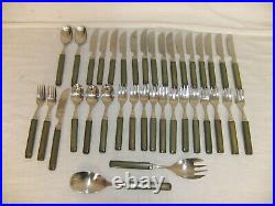 C4 CUTLERY SET DENBY s. Steel & green acrylic handle, 37 pieces incomplete 6A4B