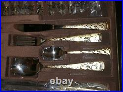 Cameo Royale Giorinox Stainless Steel 24K Gold Plated Cutlery Set In Wooden Box