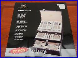 Canteen Cutlery Solingen Sbs Stainless Steel Gold Trim 87pcs Set In Wood Cabinet