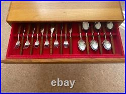 Canteen of cutlery in bespoke display cabinet