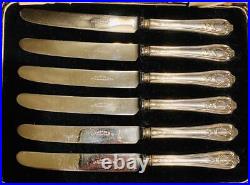 Cased Set 6 Knives c1929 Antique Elkington SheffieldSterling Silver Handled