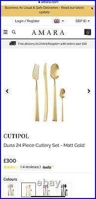 Cutipol Duna 24 Piece matt gold Cutlery Set NEW