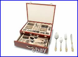 Cutlery- 86-pcs Set-luxury-stainless-steel-18-10gold-&-silver-in-wooden-box044