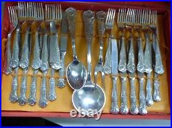 Cutlery Dining Set for 12 +red wood box 51 piece's KINGS PATTERN stainless steel