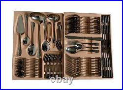 Cutlery Set 12 Person Cutlery Set IN Suitcase Silver 72 Piece