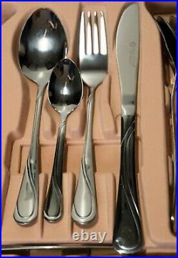 Cutlery Set 12 Person Cutlery Set IN Suitcase Silver 72 Piece
