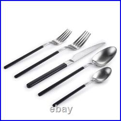Cutlery Set 20 Piece Service for 4 Black and Silver 18/10 Stainless Steel