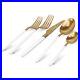 Cutlery Set Service for 4 20 Piece White and Gold 18/10 Stainless Steel