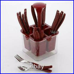 Cutlery Set With Storage Box /Spoon Set & Stand For Kitchen-24 Pcs, Color Varies