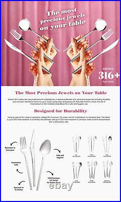 Cutlery Set for 12 People, Karaca Thor, 84 Piece, 316+ Stainless Steel, Silver