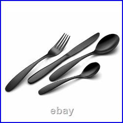 Cutlery Sets 24 Pieces Stainless Steel Black Elegant Modern Design 16 32 48 Pcs