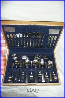 Cutlery VINERS stainless steel 103 pieces in light solid oak box 8 person set
