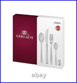 Gerlach Onda Modern Cutlery Set 24 Pieces For 6 Persons Gloss Stainless Steel