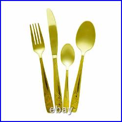 Gold Plated Kitchen Pro Stainless Steel Modern Cutlery Set 16 24 Pieces New