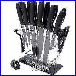 Grand 17 Pcs Stainless Steel-Knives Set, Acrylic Stand, Scissor, Peel, Sharpener