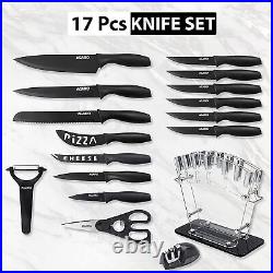 Grand 17 Pcs Stainless Steel-Knives Set, Acrylic Stand, Scissor, Peel, Sharpener