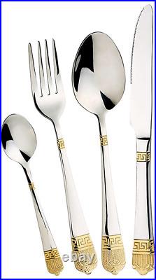 Greek Heavy 72 Piece Gold Cutlery Set Stainless Steel Canteen Christmas Present
